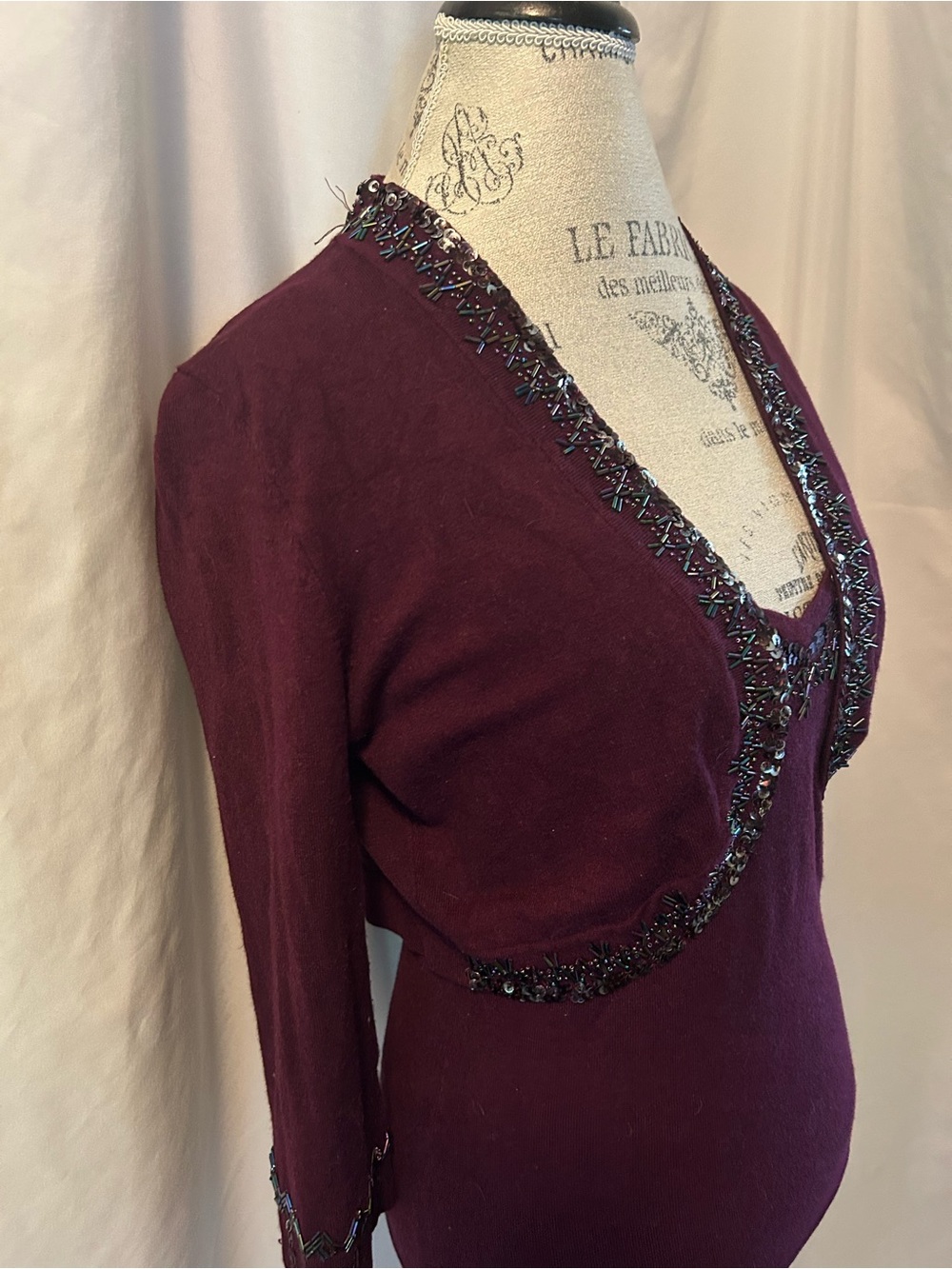 Plum Beaded & Sequined Bolero And Tank Set - Picture 2 of 7